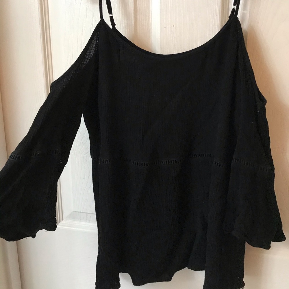 black cold shoulder tank top